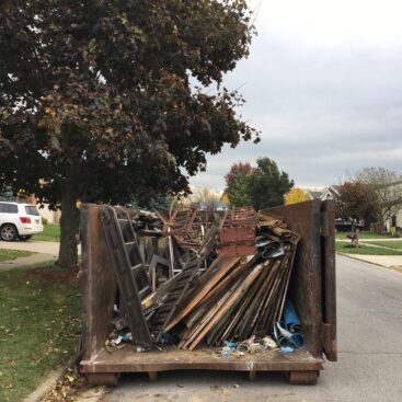 3 tons of garbage, above ground pool & deck