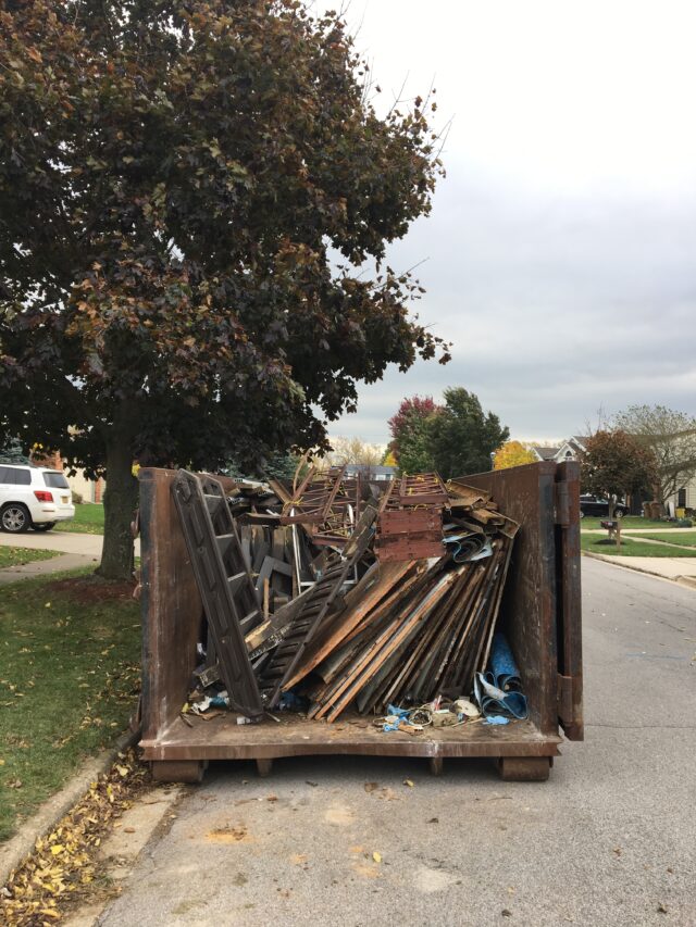 3 tons of garbage, above ground pool & deck